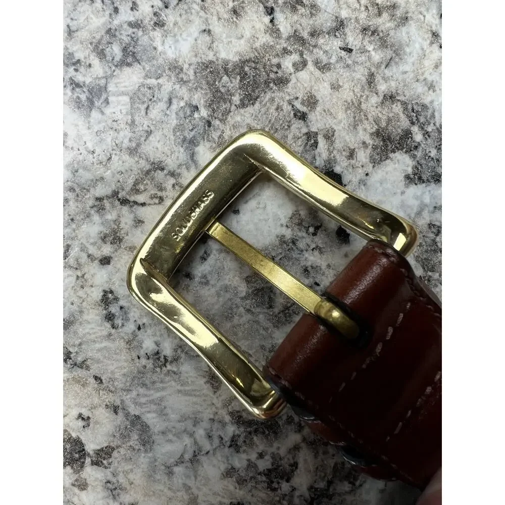 Roundtree & York Classic Brown Italian Leather Belt Brass Buckle Men’s Size 40
